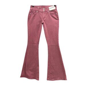 Arizona - Women's Extreme Low-Rise Slim Fit Hip Thigh Flare Leg Pants - Eggplant